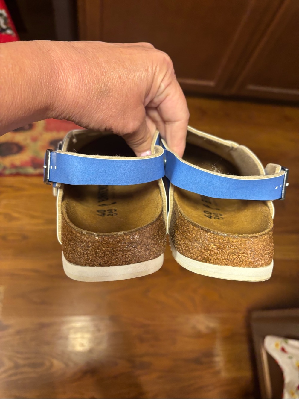 Birkenstock Women’s Blue Clogs with Brown Dog Graphic - Picture 7 of 8